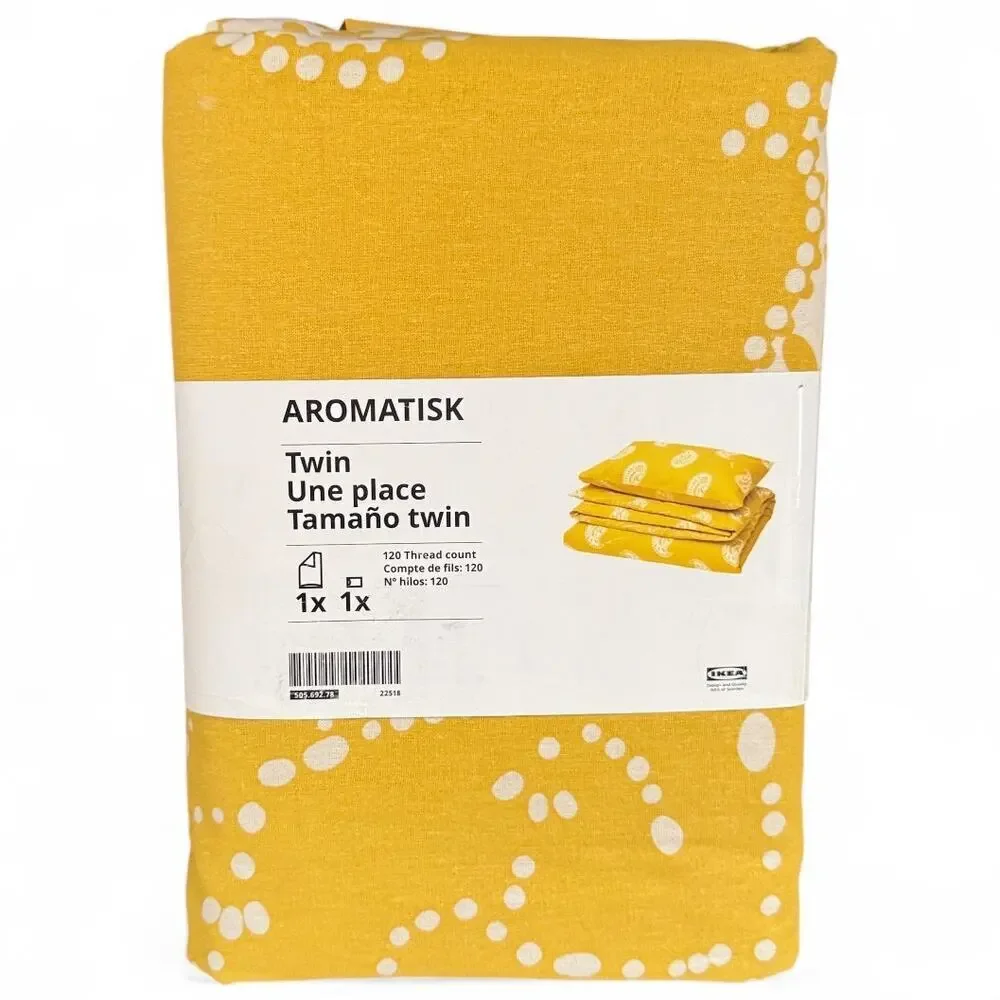 IKEA AROMATISK Yellow Twin Duvet Cover & Pillowcase